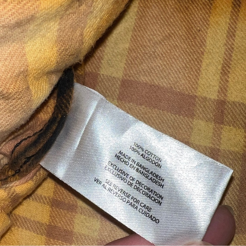 GAP Brown & Black Stripe Cream Ombre Button Up Flannel Long Sleeve Shirt Size L - Picture 10 of 13